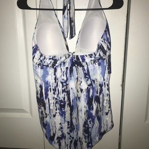 Blue, silver and white swimsuit